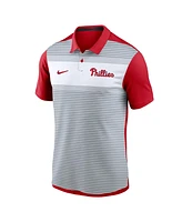 Nike Men's White/Red Philadelphia Phillies Vapor Striped Performance Polo Shirt