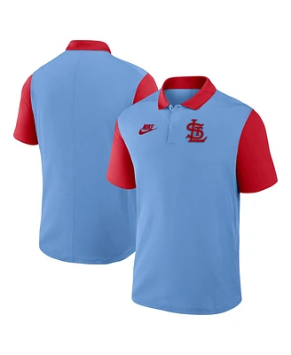 Nike Men's Light Blue/Red St. Louis Cardinals Cooperstown Collection Color-Block Victory Performance Polo Shirt