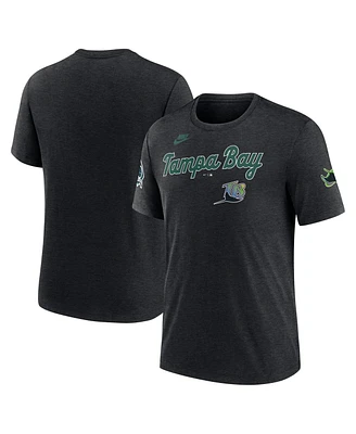 Nike Men's Heather Black Tampa Bay Rays Cooperstown Collection Eras Tri-Blend T-Shirt