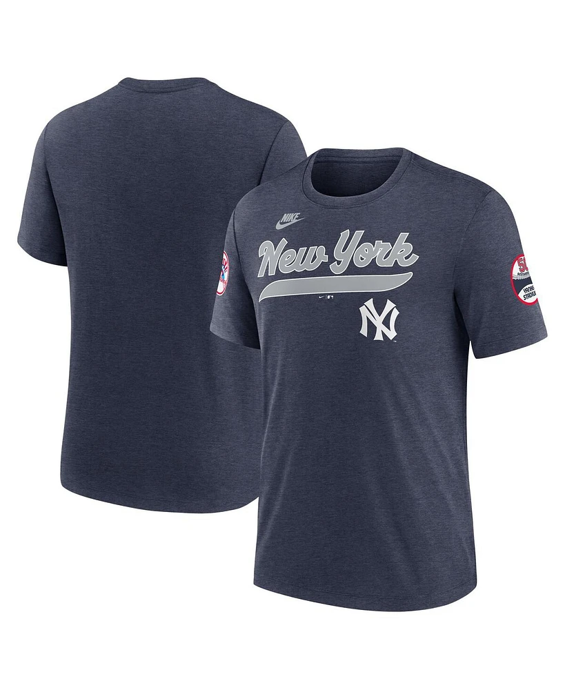 Nike Men's Heather Navy New York Yankees Cooperstown Collection Eras Tri-Blend T-Shirt