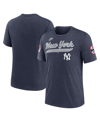 Nike Men's Heather Navy New York Yankees Cooperstown Collection Eras Tri-Blend T-Shirt