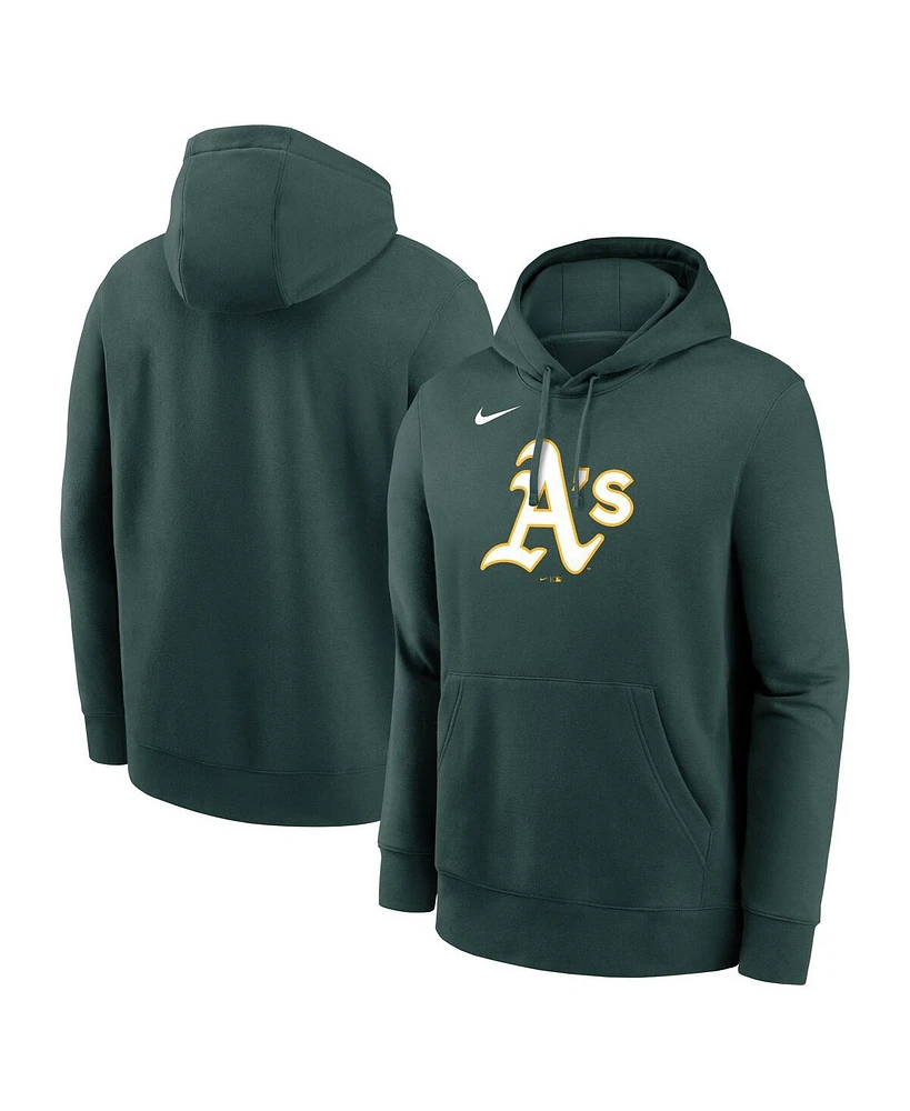 Nike Men's Green Athletics Logo Club Fleece Pullover Hoodie