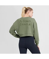 Fanatics Women's Olive Atlanta Braves Relax Studio Cropped Pullover Sweatshirt