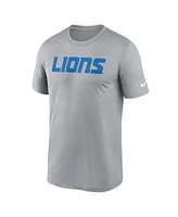 Nike Men's Heather Gray Detroit Lions Primetime Legend Wordmark Performance T-Shirt
