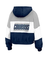 Wear By Erin Andrews Women's Navy Dallas Cowboys Plus Color Block Full-Zip Windbreaker Jacket