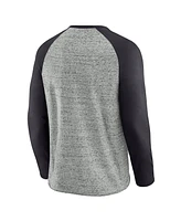 Fanatics Men's Heather Gray Pittsburgh Pirates Raw Edge Raglan Long Sleeve Baseball T-Shirt
