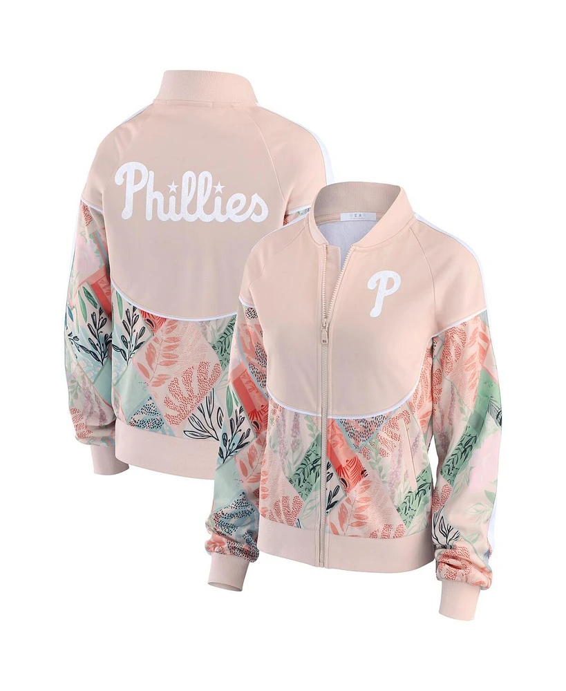Wear By Erin Andrews Women's Sand Philadelphia Phillies Raglan Full-Zip Track Jacket