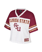 Colosseum Women's White Florida State Seminoles Treasure Cropped Football Jersey