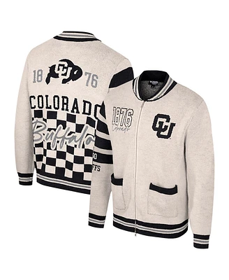 Colosseum Women's Cream Colorado Buffaloes Jacquard Full-Zip Sweater