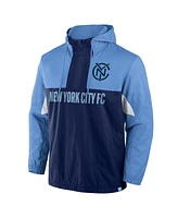 Fanatics Men's Sky Blue New York City Fc Free Kick Woven Quarter-Zip Hoodie Jacket