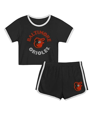 Outerstuff Toddler 2-Piece Black Baltimore Orioles Double Run T-Shirt and Shorts Set