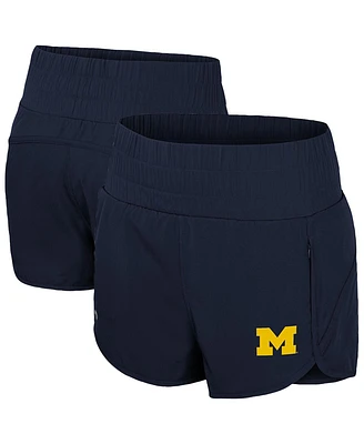 Colosseum Women's Navy Michigan Wolverines Stop By Smocked High Waist Shorts
