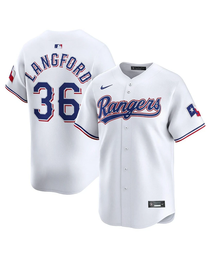 Nike Men's Wyatt Langford White Texas Rangers Home Limited Player Jersey