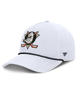 Fanatics Men's White Anaheim Ducks Rope A-Frame Adjustable Hat