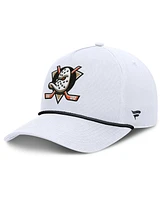 Fanatics Men's White Anaheim Ducks Rope A-Frame Adjustable Hat