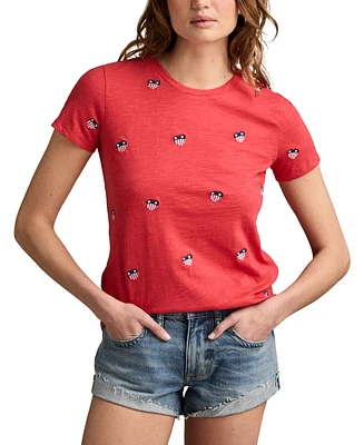 Lucky Brand Women's Cotton Embroidered Crewneck Tee