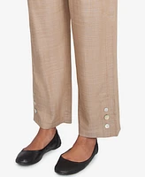 Alfred Dunner Petite Summer Solstice Relaxed Button Detail Ankle Pant
