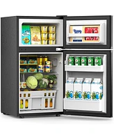 Cowsar 3.2 cubic foot mini fridge with separate freezer compartment and double door design is perfect for a basement, apartment, dorm room or office
