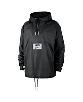 Nike Men's Black Brooklyn Nets Courtside Premium Club Anorak Quarter-Zip Pullover Hoodie