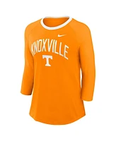 Nike Women's Tennessee Orange Tennessee Volunteers 3/4-Sleeve Raglan Tri-Blend Top