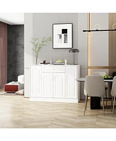 Single-drawer 4-door shoe cabinet, white multi-functional shoe rack, movable shelves