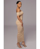 Jluxlabel Women's Off The Shoulder Striped Dress
