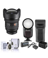 Sony Fe 12-24mm f/2.8 Gm Lens for Sony E, Bundle with Flashpoint Zoom Li-on X R2 Ttl On-Camera Round Flash Speedlight, Cleaning Kit