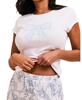 Adore Me Women's Kassie Short Sleeve T-Shirt & Shorts Set