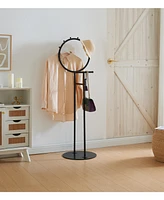 Kings Brand Furniture Cheska Suit Valet Stand with Circular Frame Perfect for Bedrooms & Entryways (Lemon Pepper)