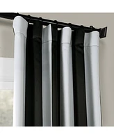 Half Price Drapes Awning Black & Fog White Striped Room Darkening Curtain