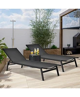 2 Pcs Patio Lounge Chair Chaise Recliner Back Adjustable Garden