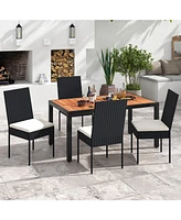 Set of 4 Patio Rattan Wicker Dining Chairs Set with Soft Cushions