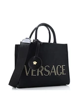 Pre-Owned Versace Medium La Medusa Tote Studded Canvas
