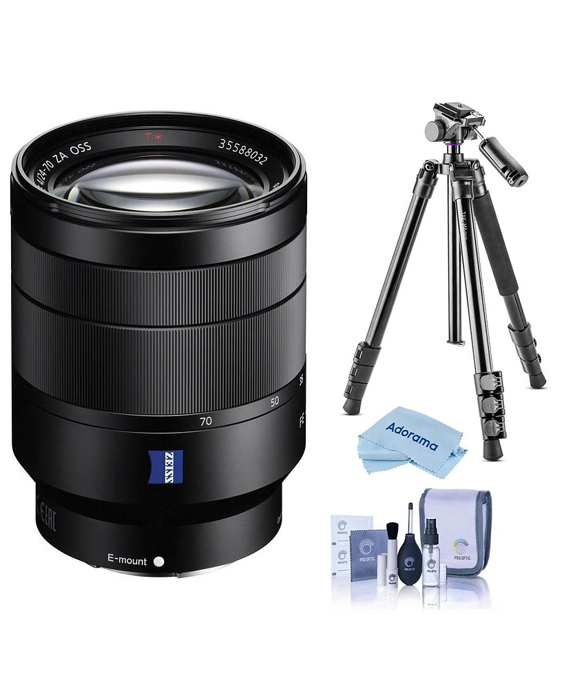 Sony Vario-Tessar T Fe 24-70mm f/4 Za Oss Lens for Sony E, Bundle with Vanguard Alta Pro 264AT Tripod, Cleaning Kit, Cleaning Cloth