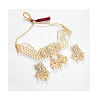 Sohi Women's Gold Plated Designer Stone Beaded Jewellery Set