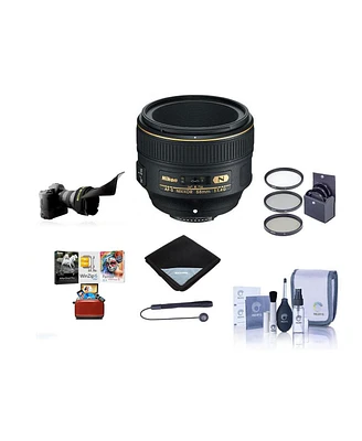 Nikon 58mm f/1.4G Af-s Nikkor Lens, Bundle with ProOptic 72mm Filter Kit, Cleaning Kit, Lens Wrap, Cap Tether, Flex Lens Shade, Mac Software Kit