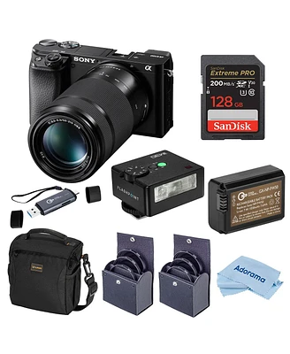 Sony Alpha a6100 Mirrorless Camera with 16-50mm & 55-210mm Lenses, Bundle with iM30 Mini Flash, 128GB Sdxc Memory Card and Np-FW50 Battery