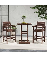 Patio Adirondack Bar Chairs Set of 2 with Wide Armrests & Footrest Backrest