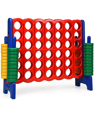 Gymax Kids Adults Jumbo 4-to-Score Game Set Giant 4 in A Row w/ 42 Jumbo Rings