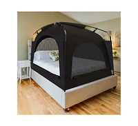 Ayamaya Sanctuary Full Size Indoor Blackout Bed Tent – Privacy Sleep Canopy with Dual Doors, Mesh Windows & iPad Holder – Easy Setup, Li