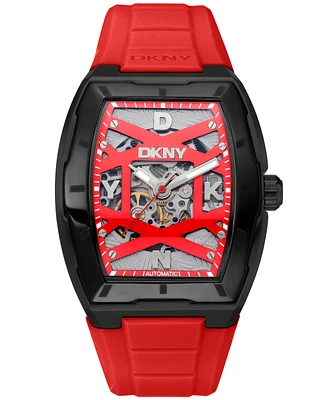 Dkny Men's Urban Automatic Red Silicone Strap Watch, 51mm