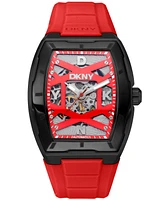 Dkny Men's Urban Automatic Red Silicone Strap Watch, 51mm