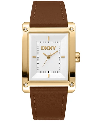Dkny Women's Westside Maxi Leather Strap Watch