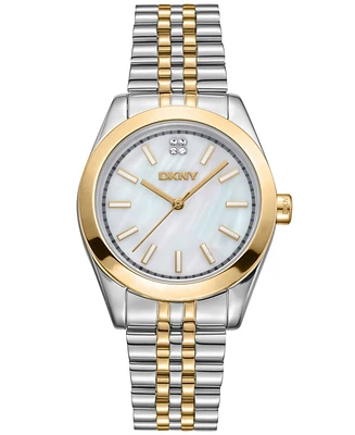 Dkny Women's Nolita Midi White Mop Dial Gold-Two-Tone Stainless Steel Bracelet Watch 32mm
