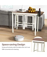3-Piece Counter Height Bar Table Set with 2 Stools, 2 Wine Holders