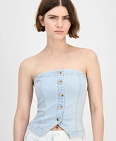 And Now This Women's Button-Front Smocked-Back Tube Top, Exclusively at Macy's