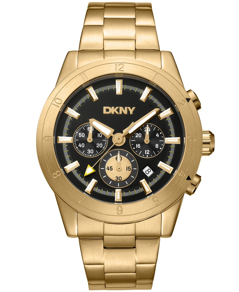 Dkny Men's Bryant Park Chronograph Gold-Tone Stainless Steel Bracelet Watch, 44mm