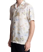 Paisley & Gray Men's Slim Fit Short Sleeve Scenic Print Button Front Camp Shirt