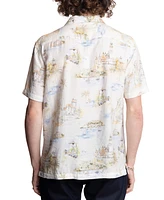 Paisley & Gray Men's Slim Fit Short Sleeve Scenic Print Button Front Camp Shirt