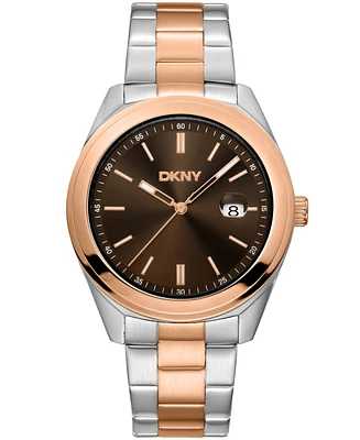 Dkny Men's Modernist Classics Brown Dial Gold Two-Tone Stainless Steel Bracelet Watch 40mm